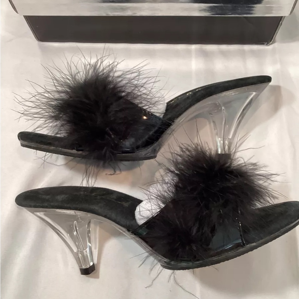 Ellie Shoes 305 -Sasha 3" Heel Women's Maribou Slipper. SZ 9